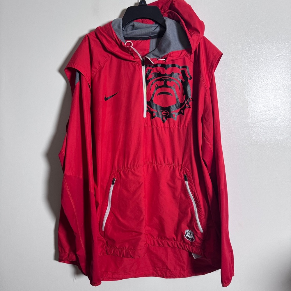 Nike Windbreaker Jacket Mens XL Red Georgia Bulldogs 1/4 Zip Pullover Hooded